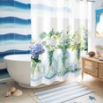 thumbnail image 5 of No Hook Shower Curtain with Built-in Rings - Abstract Watercolor Greenery Washable Waterproof Fabric Bathroom Curtains for Hotel,Rentals, 72 X 84 Inch Extra Long , Eucalyptus Vase, 5 of 9