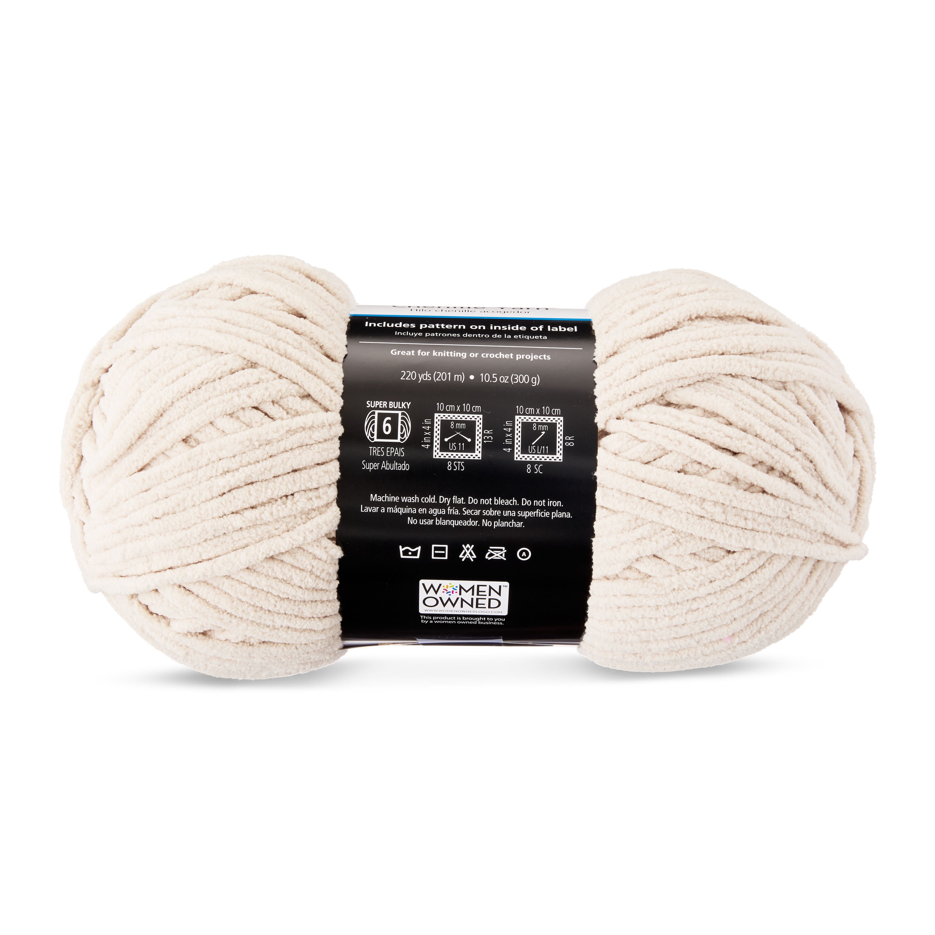 Mainstays Cozy Chenille Yarn, 220 yd, Stone, 100% Polyester, Bulky