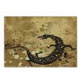 thumbnail image 1 of Dragon Cutting Board, Reptile Dragon Grunge Floral Ornate Retro Image, Decorative Tempered Glass Cutting and Serving Board, Small Size, Pale Caramel Sand Brown, by Ambesonne, 1 of 1