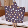 thumbnail image 5 of Purple Sun Moon Star Cloud Pattern Hooded Bath Towel，50"x30" for Ages 3 To 12 Kids, Quick Dry Lightweight Soft Microfiber Hood Beach Towel Cover Up for Kids, 5 of 7
