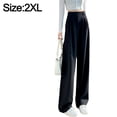 thumbnail image 2 of Pantalones casuales de pierna ancha, cintura alta, abotonados y rectos para mujer, 2 of 7