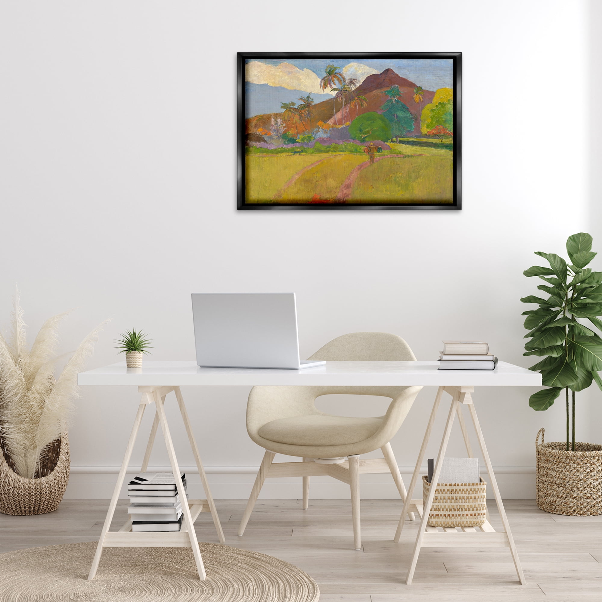 Stupell Industries Classic Tahitian Landscape Landscape & Nature Painting Black Floater Framed Canvas Art Print Wall Art, 31 x 21