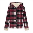 thumbnail image 2 of Womens Fleece Jacket Fleece Full Zip Hooded Plaid Jacket Casual Fashion Coat Winter Loose Fit Everyday Wear, 2 of 7