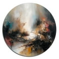 thumbnail image 3 of Designart "Abstracted Nature in Brown II" Abstract Landscape Metal Round Art Living Room, 3 of 5