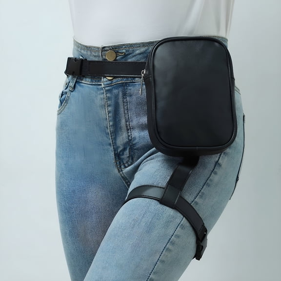 GASTROPOD Thigh Harness Leg Bag,Belt Bag Waterproof Fanny Packs for Women,Crossbody Fanny Pack,Pu Leather Non-Slip Large Capacity Thigh Harness Leg Bag for Outdoor (Black)
