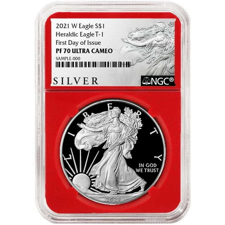 2021-W $1 1-oz T-1 Proof American Silver Eagle NGC PF70UC FDI ALS Label Red Core