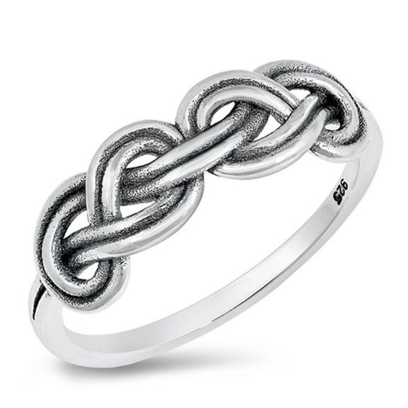 Boho Double Rope Celtic Knot Ring .925 Sterling Silver Band Jewelry Female Male Unisex Size 6