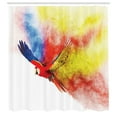 thumbnail image 3 of Ambesonne Colorful Shower Curtain, Parrot with Feathers, 69"Wx84"L, Multicolor, 3 of 5