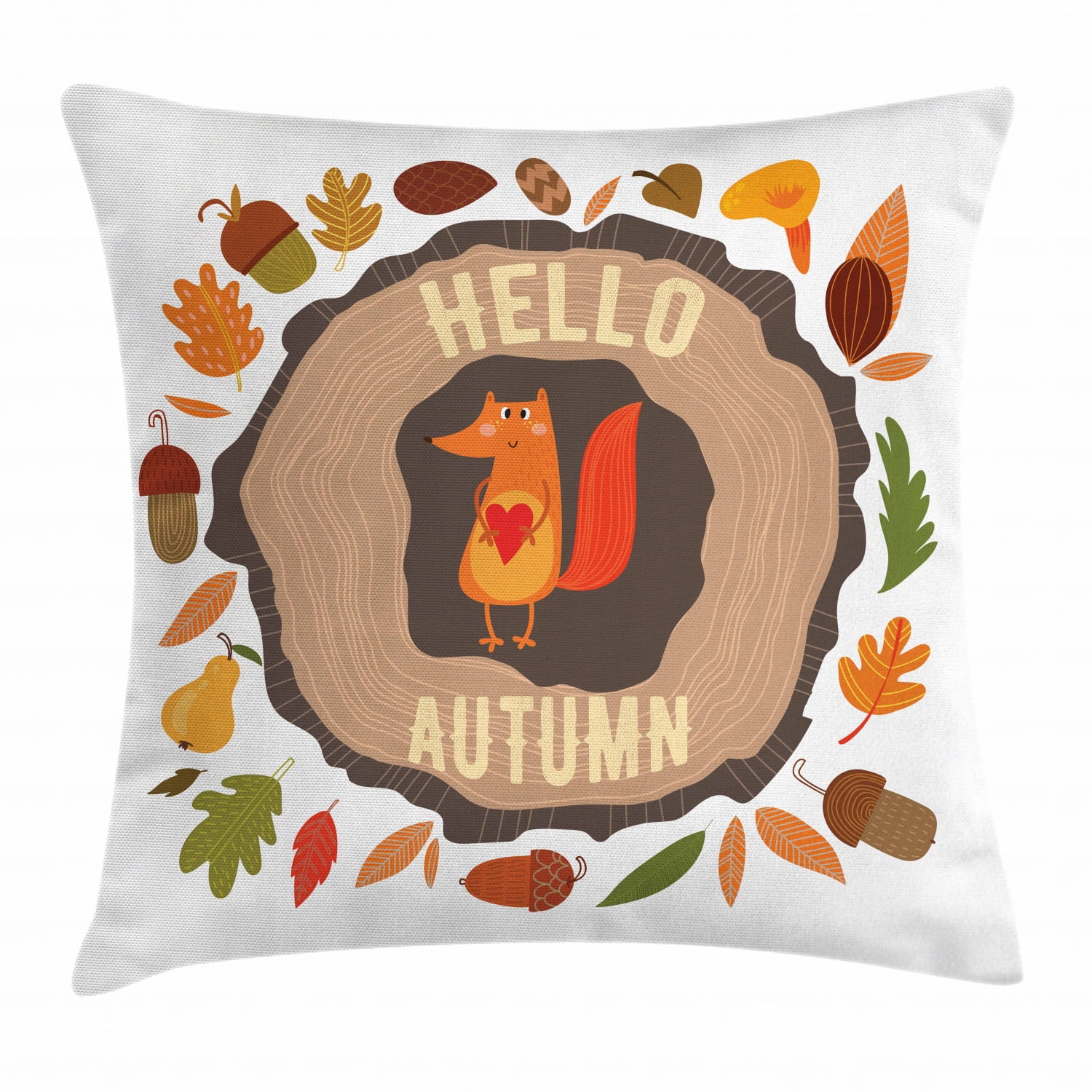 Fall Trend Pillow Cover|Hello Autumn Cushion Case|Dry Leaves Pillow Sham|White Leaf Drawing Pillow|Housewarming Farmhouse Throw Pillow Cover