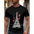 thumbnail image 1 of Camiseta de manga corta para hombre, estilo casual, con texto "Amor de San Valentín", cuello redondo, 1 of 8