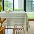 thumbnail image 4 of SIELUNO Tablecloths for Rectangle Tables,Openwork Striped Tablecloth with Tassel Cotton Linen Table Cloth, 4 of 5