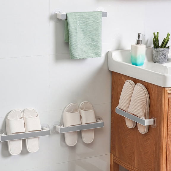 MOKKHNB 3-Piece Grey Wall Mounted Shoe Rack Storage Holder for Slippers Space Saving Home Organizer