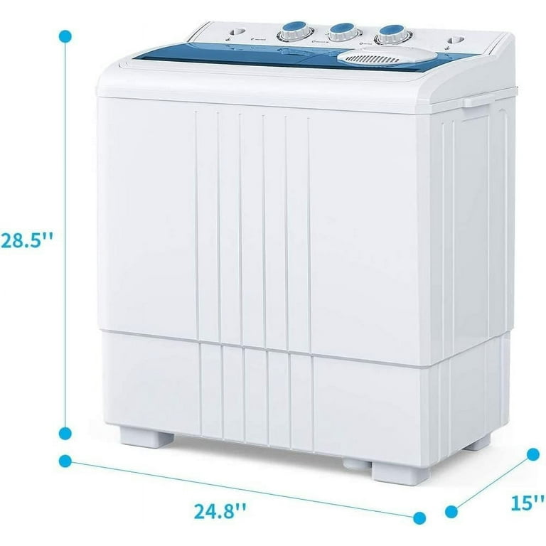 ROVSUN 21lbs Portable Washing Machine, Washer(14LBS) & Spinner(7LBS), Mini Compact Twin Tub Washer and Dryer Combo with Pump Draining for Dorms
