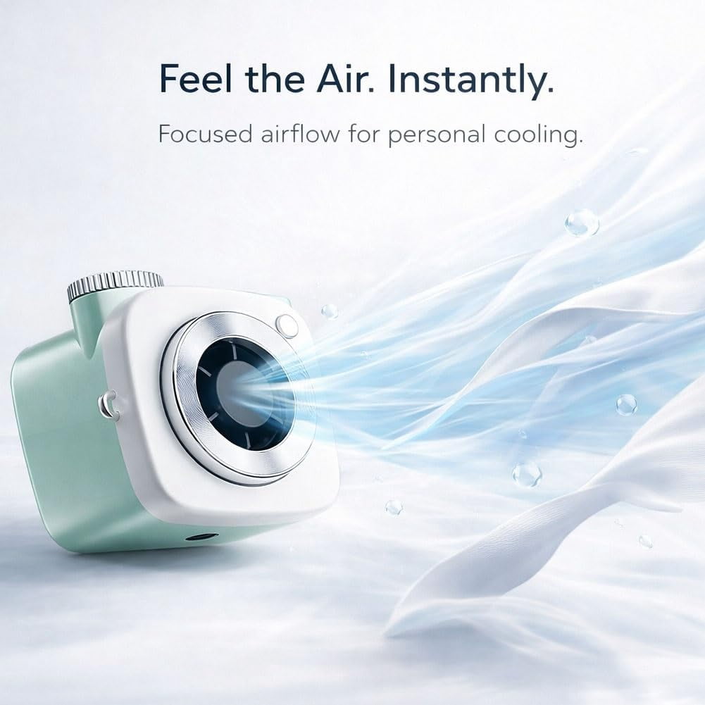 Mini Camera Shaped Portable Fan, Small Personal Quiet Desk Fans with 199-Speed Turbo Cooling,Cute Compact Handheld Clip on Fan Strong Airflow That Blow Cold Air for Car Outdoor Office Desk Use