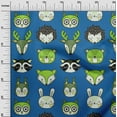thumbnail image 3 of oneOone Rayon Medium Blue Fabric Cute Animal Face Pattern Sewing Material Print Fabric By The Yard 56 Inch Wide, 3 of 5