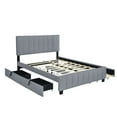 thumbnail image 4 of Velvet Upholstered Platform Bed with 2 Drawers and 1 Trundle Grey - Queen, 4 of 5