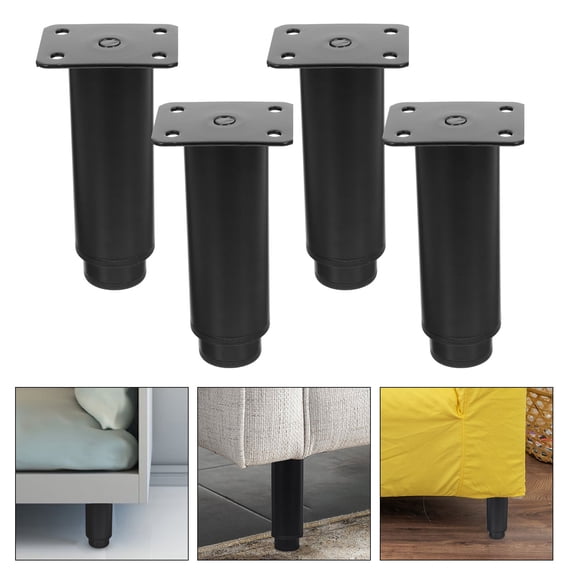ETEREAUTY 4Pcs Replacement Adjustable Furniture Legs Black for Dresser Cabinet