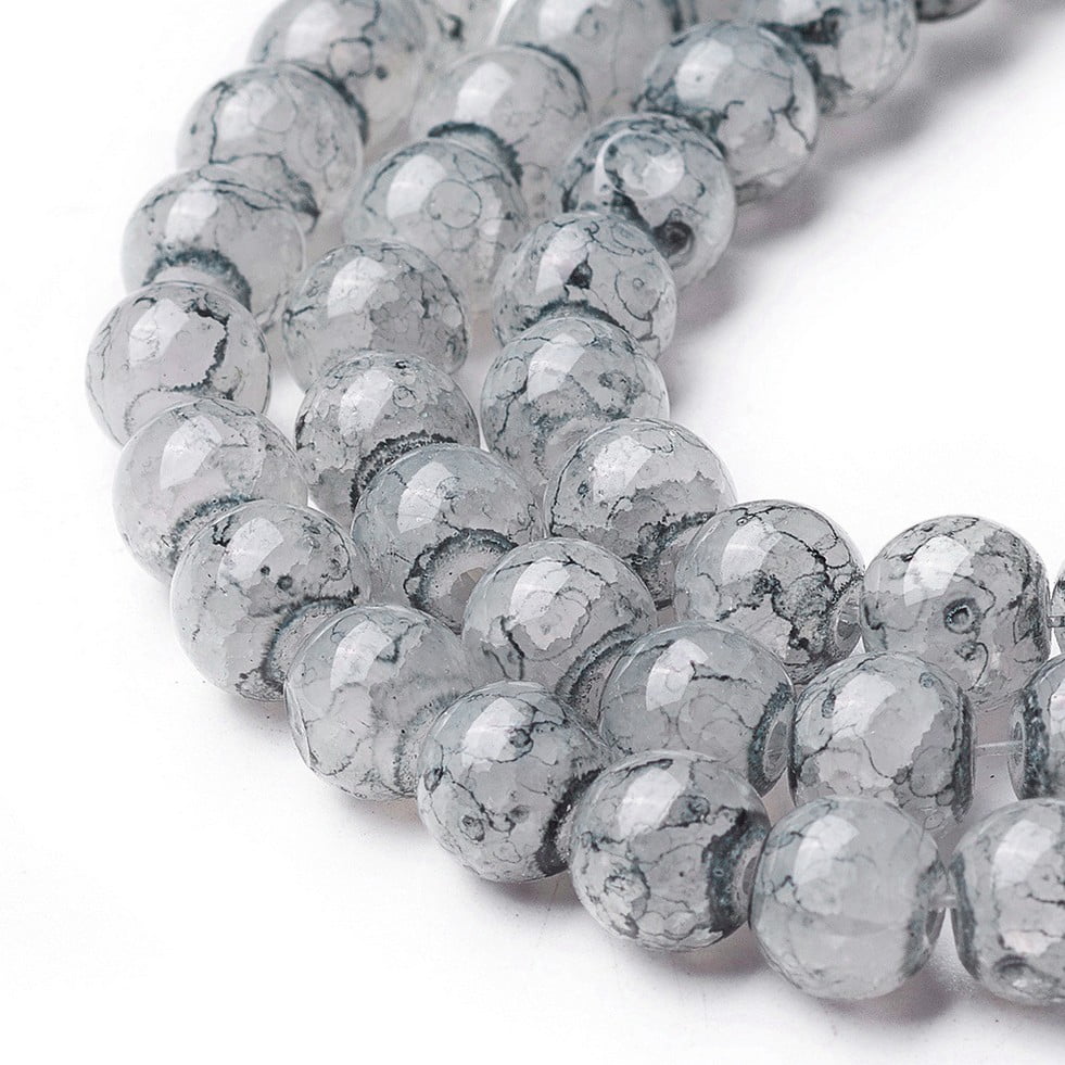 10strands Spray Painted Glass Beads Strands Round Light Grey 8~8.5mm Hole: 1.5mm about 100pcs/strand 31.1 inch(79cm)