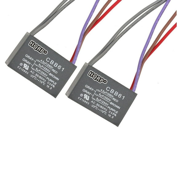 HQRP 2-Pack Ceiling Fan Capacitor CBB61 4.5uf 5uf 5uf 5-Wire