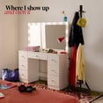 thumbnail image 6 of Ember Interiors Ibbie White Makeup Vanity Set with Lighted Mirror, USB Charging Ports, and Stool, 6 of 12