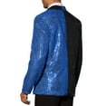 thumbnail image 3 of INSPIRE CHIC Sequin Blazer for Men's Shawl Lapel Party Sparkle Color Block Sports Coats Blue Black XL, 3 of 5