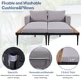 thumbnail image 5 of Euroco Modern Outdoor Daybed Patio Metal Daybed with Wood Topped Side Spaces for Drinks, 2 in 1 Padded Chaise Lounges for Poolside, Balcony, Deck, Gray, 5 of 9