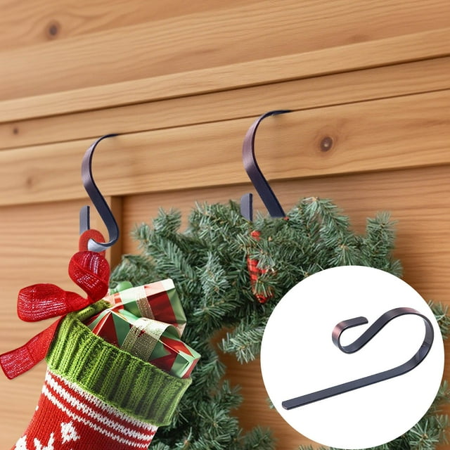 Ganchos Metálicos Multiusos para Calcetines Navideños | Ganchos para Chimenea y Pared | Juego de 2 Perchas Metálicas Resistentes para Decoración y Organización Navideña