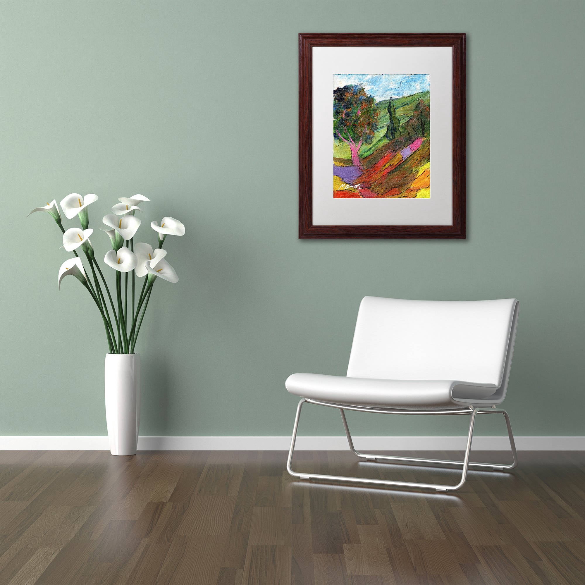 Trademark Fine Art "Untouched Hillside" Canvas Art by Manor Shadian White Matte, Wood Frame