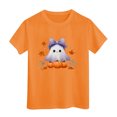 thumbnail image 4 of Ulanda Toddler Baby Girl Halloween Shirt Cute Ghost T-Shirt for Kids Short Sleeve Tee Fall Tops (Orange, 3-4 Years), 4 of 6