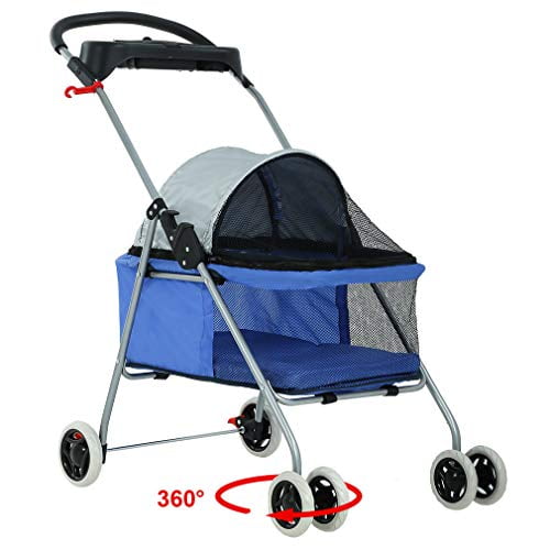 ANTOPY Dog Stroller 4 Wheels for Medium Large Dog Cat Foldable Pet Jogger Trolley Spacious Travel Carrier Wagon with Breathable Mesh Window Adjustable Handle Max Loading 133lbs