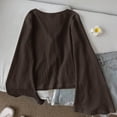 thumbnail image 6 of Admvng Women's Crop Cardigan Double Tie Front V Neck Flare Long Sleeve Textured Layering Shrug, 6 of 6