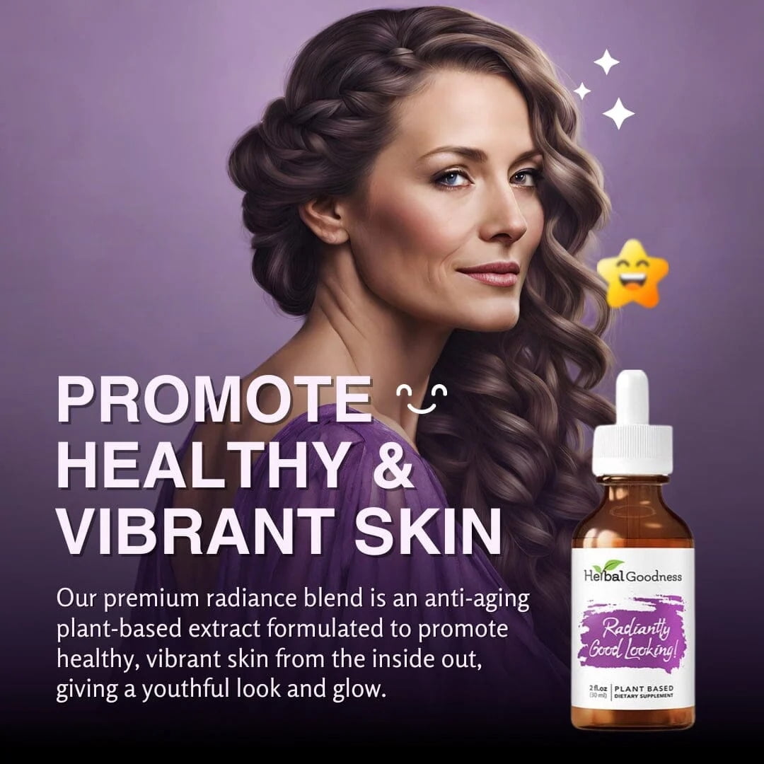 Radiantly Good Looking - Natural Skin Care, Collagen Supplement, Hair & Nail Support, Biotin, Turmeric - 2fl. oz - Herbal Goodness