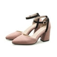 thumbnail image 2 of OAVQHLG3B Women's Shoes Summer Elegant Thick High Heels Exquisite Casual Suede Ankle Strap Sandals, 2 of 4