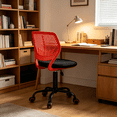 thumbnail image 1 of Homy Casa Red Ergonomic Task Chair, Armless Adjustable Swivel Desk Chair with Wheels for Study & Home Office, 1 of 8
