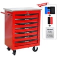 thumbnail image 3 of Noble House 7-Drawer Rolling Tool Organizer Cart, Steel Mobile Chest Storage with Worktop for Garage Workshop, Red, 3 of 13