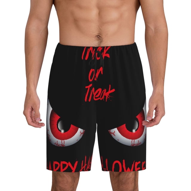 Fotbe Happy Halloween2 Pantalones Cortos de Pijama para Hombre, Ropa de Dormir, Pantalones de Pijama Cortos para Hombre-Medium