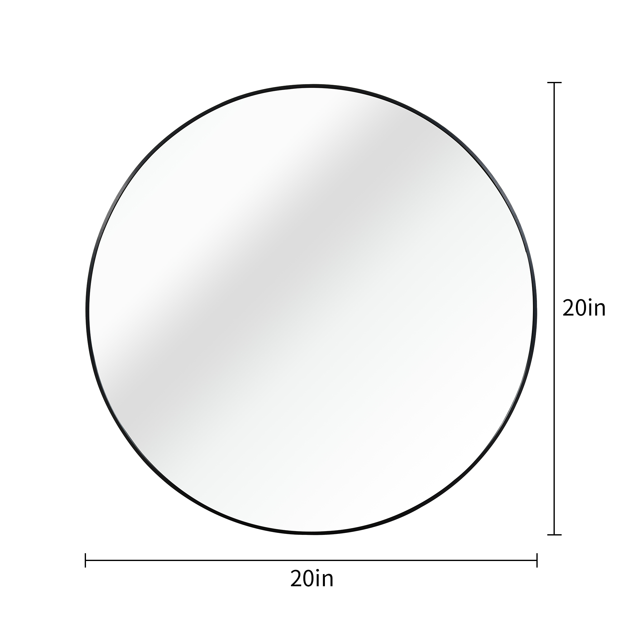 MAYEERTY 20 Inch Round Black Metal Bathroom Mirror