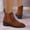 Brown, variant on YOUSNH Round Toe Square Heel Retro Women's Short Boots Western Denim Elastic Mouth Boots Womens Boots Brown 9