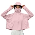 thumbnail image 2 of Maqroz Sun Protection Clothing Women Cropped Full Zip Long Sleeve Hoodies Ice Silk Breathable Top Stretchy Moisture-Wicking Clothing Jacket with Mask, 2 of 6