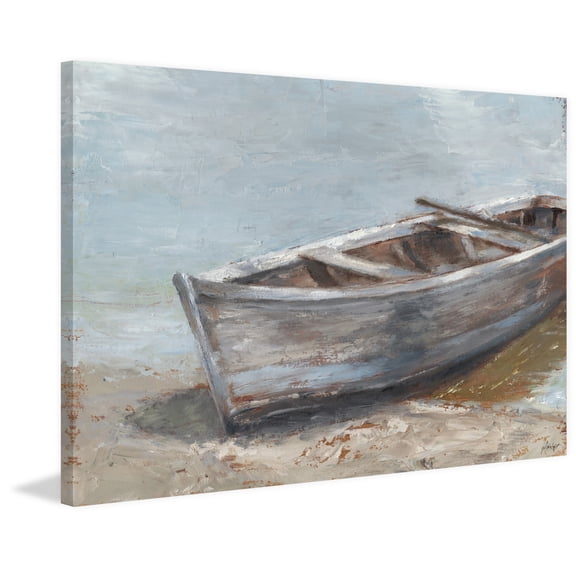 MARMONT HILL - Handmade Whitewashed Boat II Print on Wrapped Canvas 18x12
