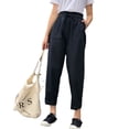 thumbnail image 5 of Pantalones casuales para mujer, estilo coreano, pantalones harén, con cordones, holgados, estilo bf, pantalones casuales de cintura alta y pierna ancha, pantalones para mujer, 5 of 5