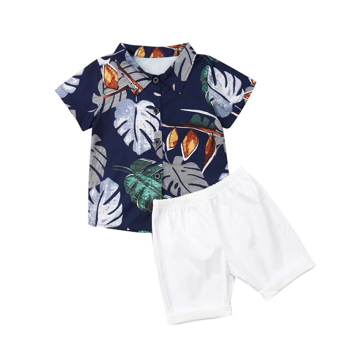 Green/White Toddler Summer Vacation Boys Short outfit Set Size  Small to 4T 