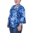 thumbnail image 2 of NY Collection Women's Plus Size 3/4 Bell Sleeve Pleat Front Y Neck Top, 2 of 4