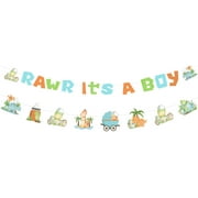 Jollyboom Dinosaur Baby Shower Decorations Boy, Rawr It's a Boy Banner Garland for Hatching Soon Boy Gender Reveal Dinosaur Theme