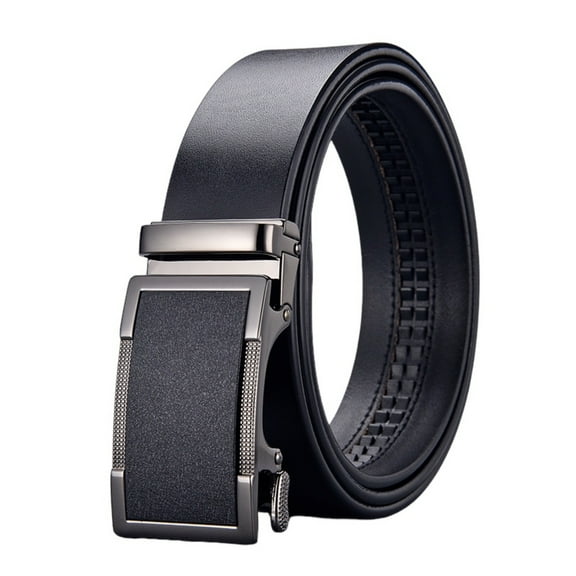 Men's Click Ratchet Belt Dress with Sliding Buckle Adjustable Trim to Exact Fit 28"-43" (Black-Matte)