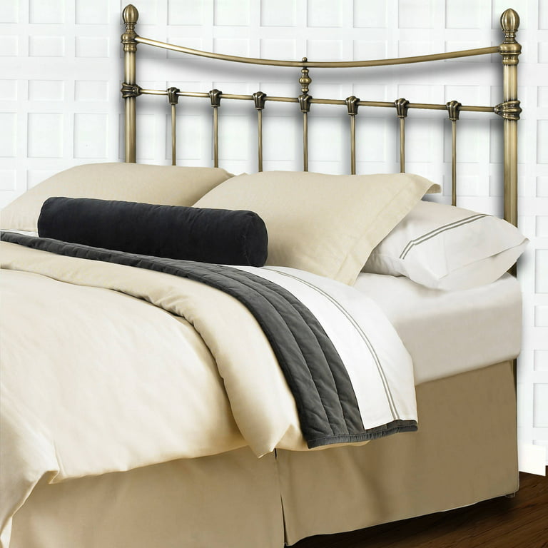 Leighton Metal Headboard Panel with Straight-Lined Spindles and Scalloped  Castings, Glazed Brass Finish, Queen
