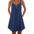thumbnail image 2 of IROINNID Shift Dress For Women Ladies Mid-Waist Loose Button Solid Color Sleeveless Suspender Dress V-Neck Short Dress, 2 of 5