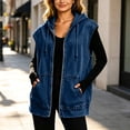 thumbnail image 4 of Drovellove Women's Denim Sleeveless Jacket with Hood and Zipper - Loose Fit Button Up Vest Top with Pockets for Casual Party, Date Night, or Weekend Outings, 4 of 9