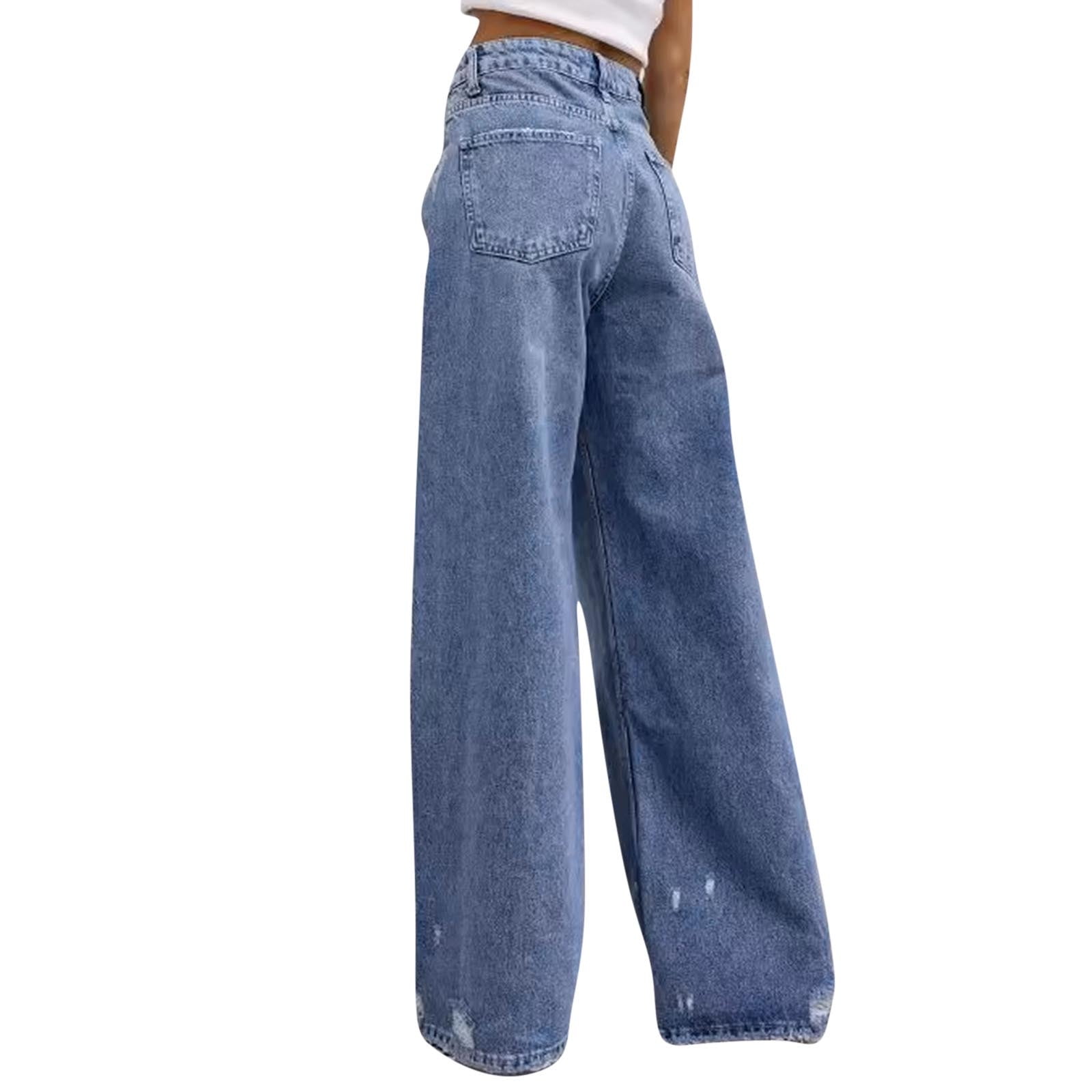 ZACPNCV Wide Leg Jeans High Waisted For Stretchy Straight