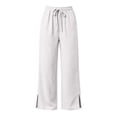 thumbnail image 6 of Wide Leg Pants for Women Ihhxva High Waisted Elastic Waist Cooling Solid Color Adjustable with Pockets Summer Lounge Work Casual Trousers S-3XL, 6 of 8